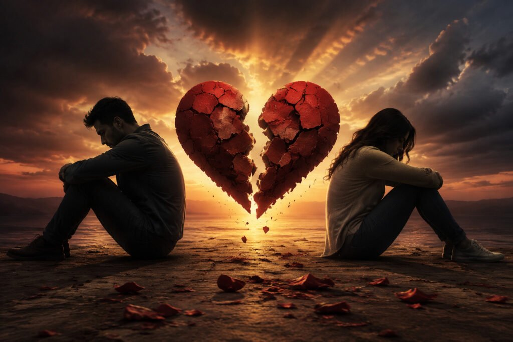Casal separado mostrando por que o amor acaba mesmo quando ainda existe sentimento em um relacionamento